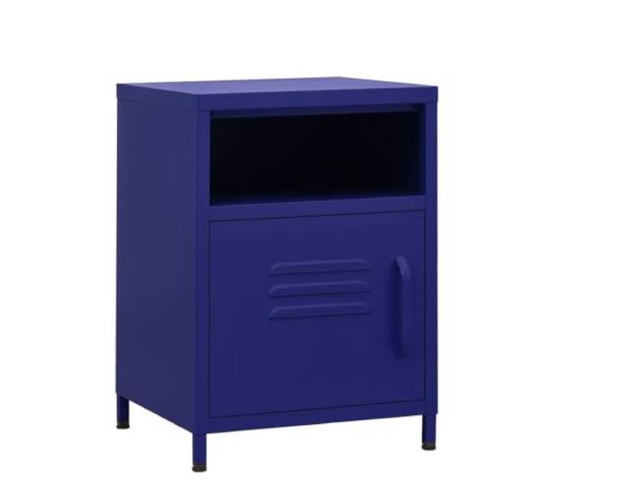 Fisinber Nachttisch 2er Set Marineblau 35x35x51 cm Beistelltisch Stahl Robustes Nachttisch-Set aus Stahl für Schlafzimmer und Wohnzimmer, mit verstellbaren Niveaufüßen und praktischem Fach.