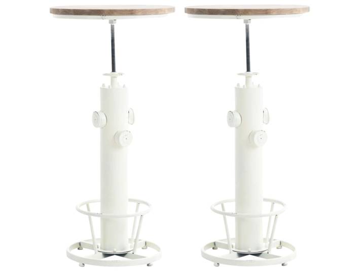 Lot 2 Tables hautes réglable en métal Blanc antique