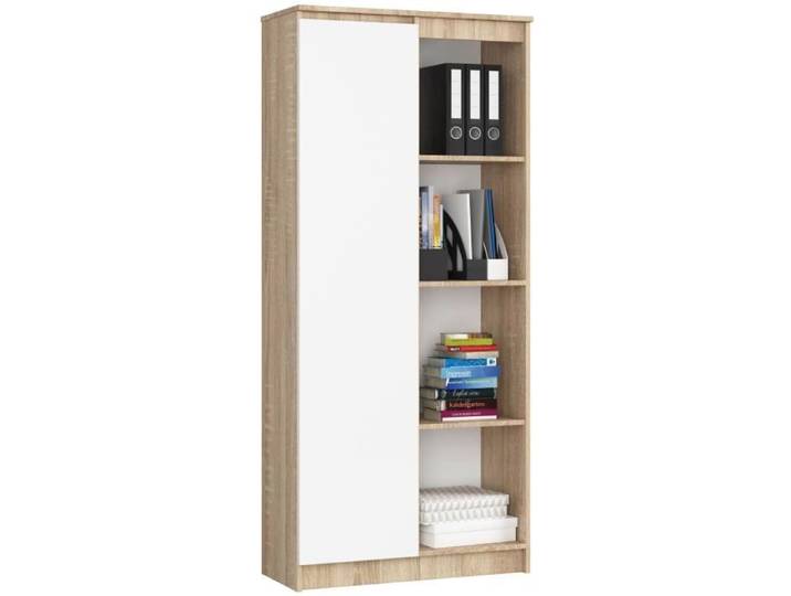 Bibliothèque de bureau - AKORD - R80 - Chêne Sonoma - 8 étagères - 80x35x180 cm