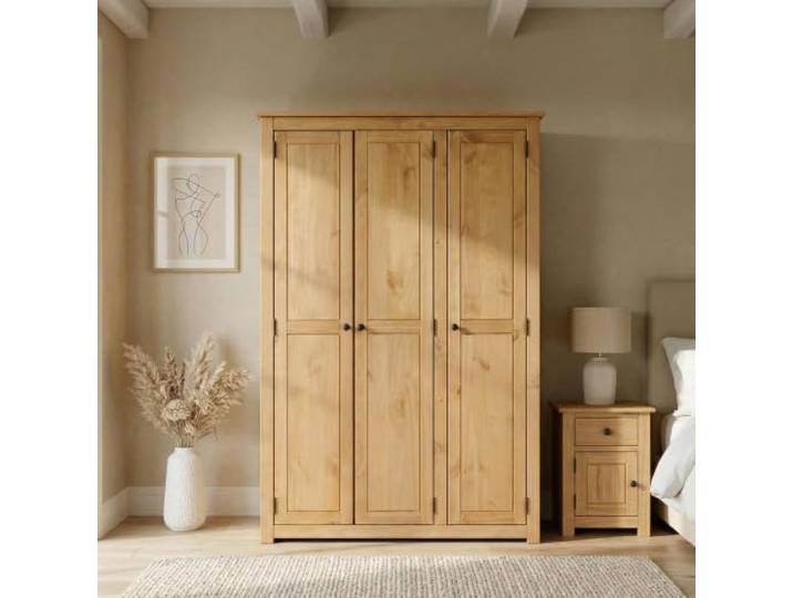 IDIMEX Kleiderschrank CANCUN - Massiver 3-türiger Schlafzimmerschrank, Kiefer, gebeizt/gewachst