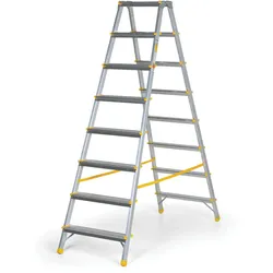 Podestleiter beidseitig aus Aluminium ALVE EUROSTYL, 2x8 Stufen, Höhe 1,67 m