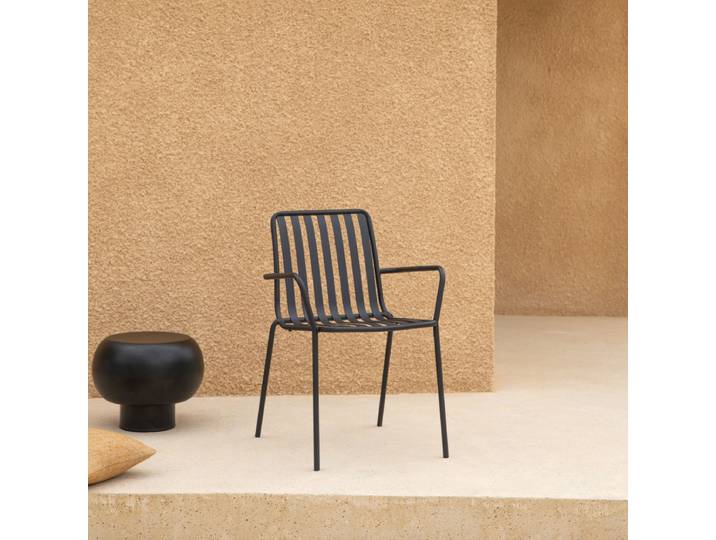 Gartensessel aus lackiertem Metall Gaby black - Schwarz