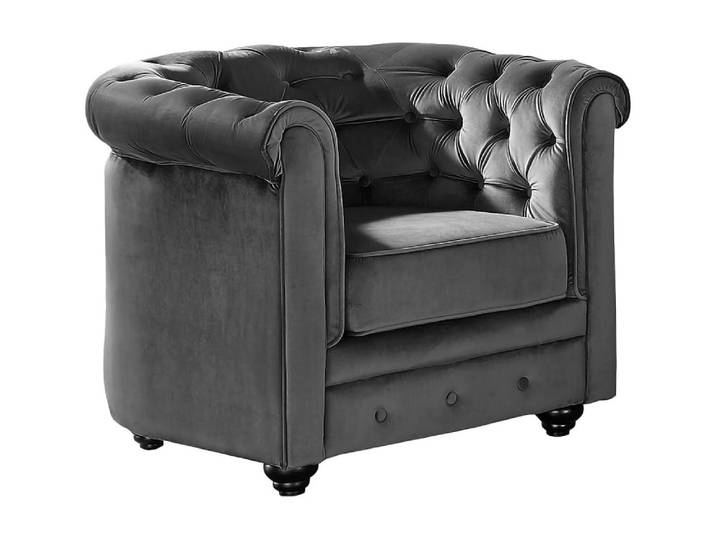 Fauteuil droit velours gris anthracite