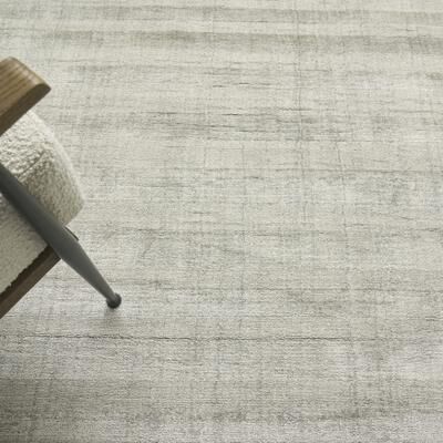 EXQUISITE RUGS Robin Stripe Hand-loomed Bamboo Silk/Wool Taupe Area Rug.