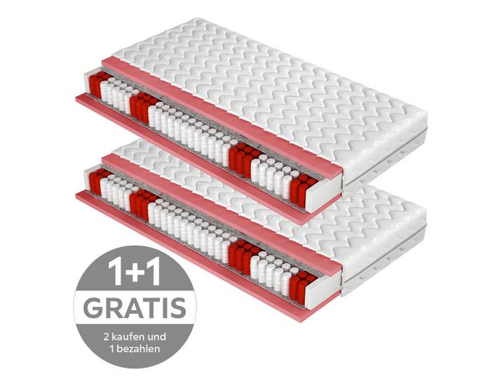Taschenfederkernmatratze, Textil, H2, 90x200 cm, Bezug abnehmbar/waschbar, wendbar, optimale Belüftung, alternative Grössen erhältlich, Schlafzimmer, Matratzen, Matratzen