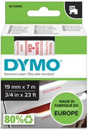 Dymo 45805 fita vermelho sobre branco 19 mm (7m)