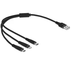 DeLOCK USB Ladekabel 3 in 1 Typ-A zu Lightning / Micro USB / USB Type-C 30 cm schwarz