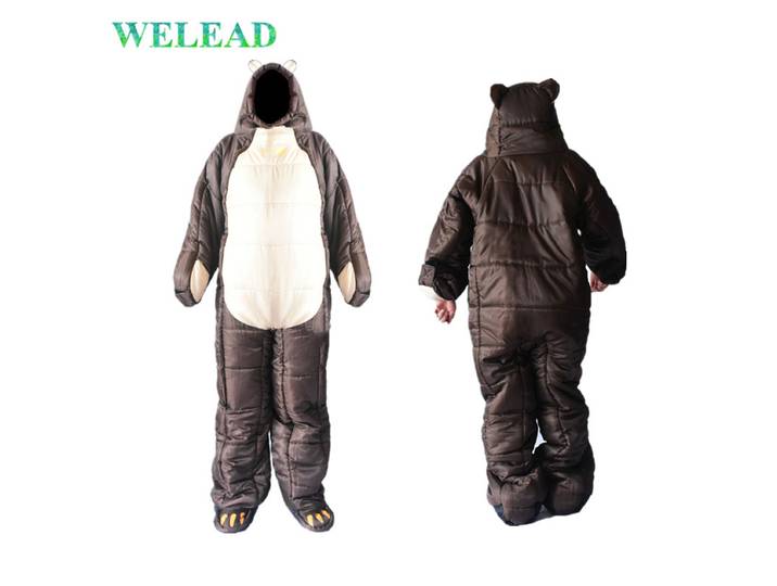 Welead coton ours Camping vers le bas sac de couchage costume d'hiver pour-10 ℃ —5 ℃ Sacs de couchage équipement de camp léger par temps froid