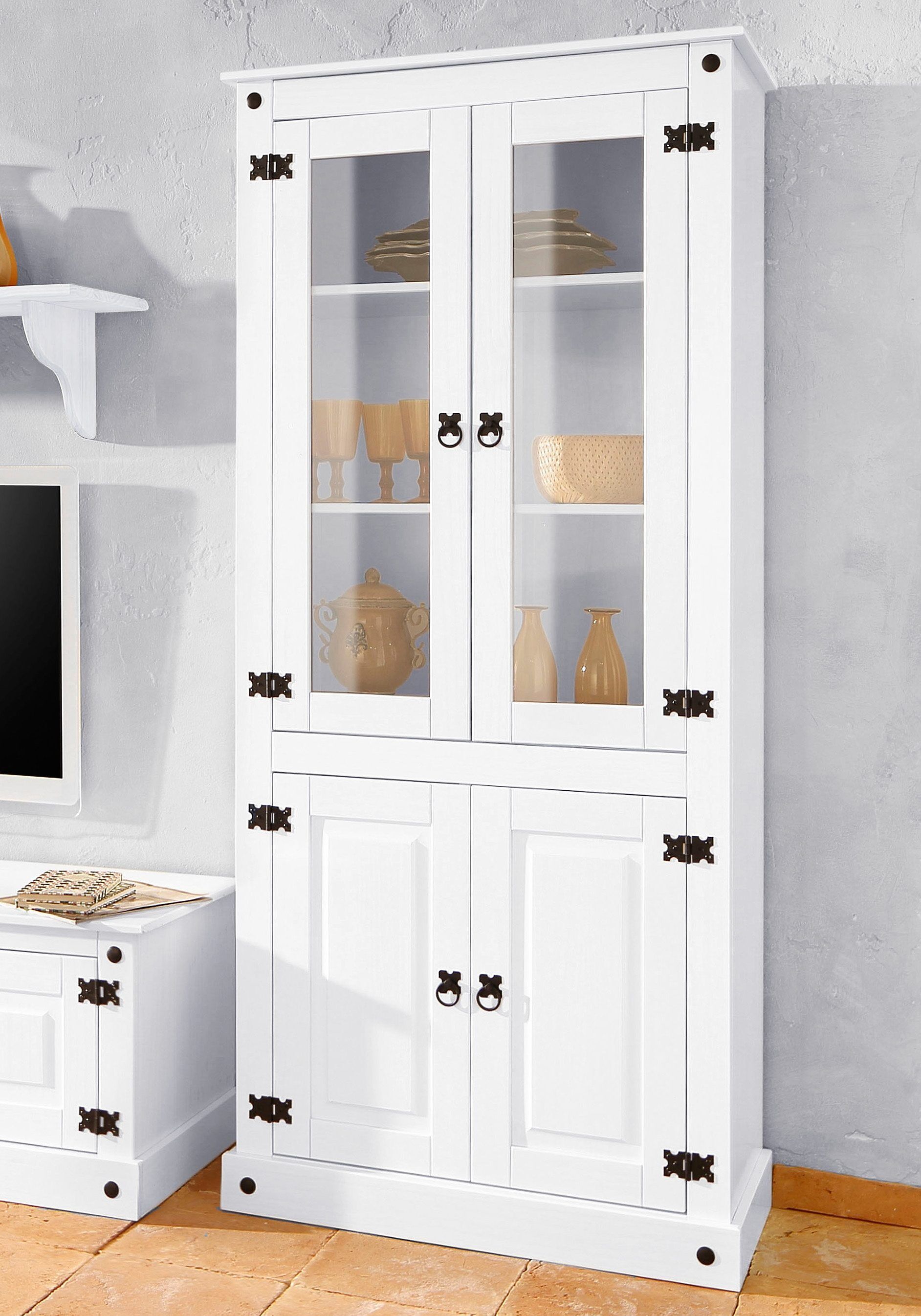 Vitrine GOODPRODUCT, weiss (weiß lackiert), Schränke, Vitrine weiß lackiert Einheitsgröße