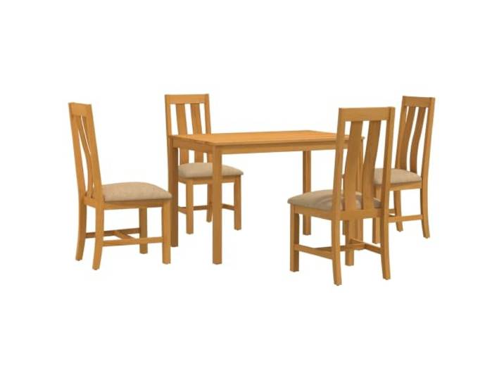 PUGYNBK 5-teiliges Esstisch-Set, Beige, Eichenholz, einfarbig Schaumstoffsitze, minimalistisches Design, einfache Montage, quadratische Beine