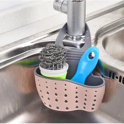 Friendly Fresh Finds Suction Cup Kitchen Sponge Holder PP Rubber Toilet Soap Shelf & Organizer For Easy Storage pink