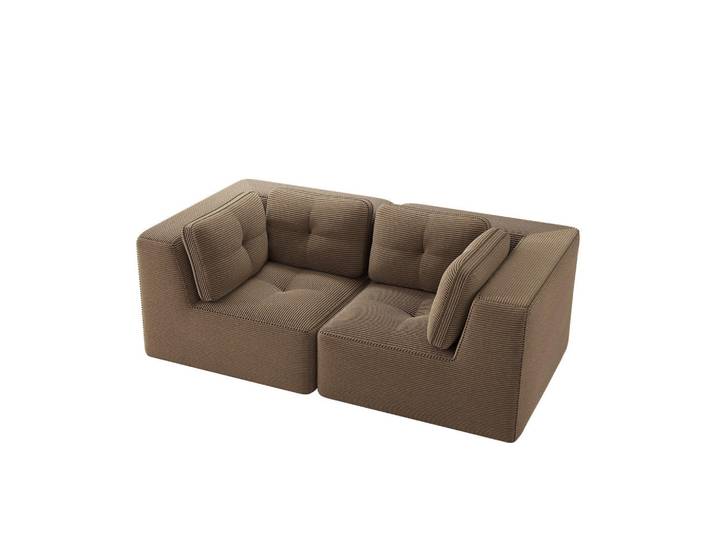 Wishdor 2-Sitzer Sofa Cord Braun mit Moduldesign und rutschfestem Standfuß, Rechteckig, 208x69x104 cm, Wohnzimmer, Sofas & Couches, Sofas, 2-Sitzer Sofas