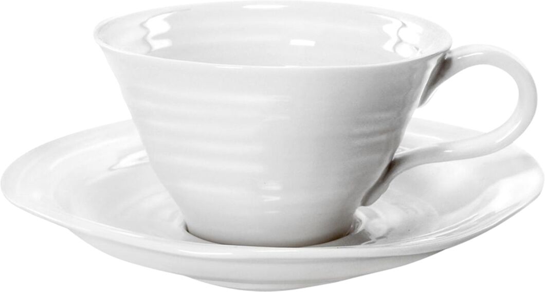 Portmeirion Taza de té con plato Sophie Conran . Blanco