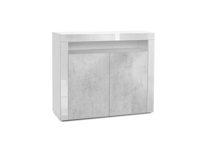 KOMMODE Valencia Beton Oxid Optik/ Weiß Hochglanz