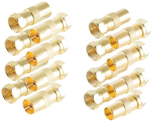 Shiverpeaks BS15-301214 F-Koax-Adapter-Set vergoldet Anschlüsse: F-Stecker, Koax-Buchse IEC, Koax-Stecker IEC 1 Set