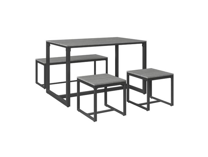 Ambia Garden Gartenset, Grau, Dunkelgrau, Metall, Kunststoff, 4-teilig, Gartenmöbel, Gartengarnituren, Gartenmöbel-Sets
