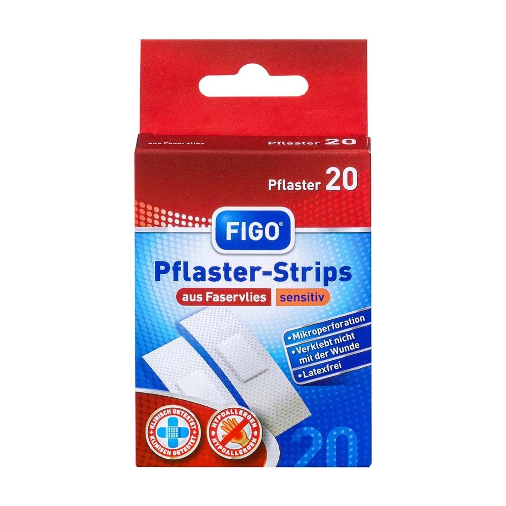 Figo Pflasterstrips sensitiv Faservlies 20 St Pflaster