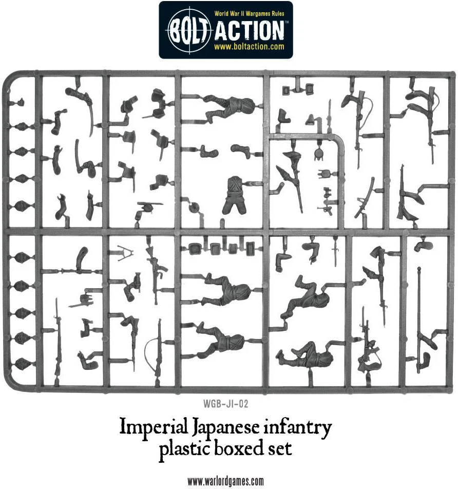 Bolt Action Imperial Japanese Infantry 30-Miniature Plastic Boxed Set for Warlord Games