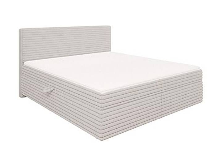 S-Style Möbel Bett 160 x 200 cm Boxspringbett Doppelbett Mit Topper 2 Bettkästen Matratze Mittelfest Plüschcord Schaumstoff Bonellfeder Neo Hellgrau