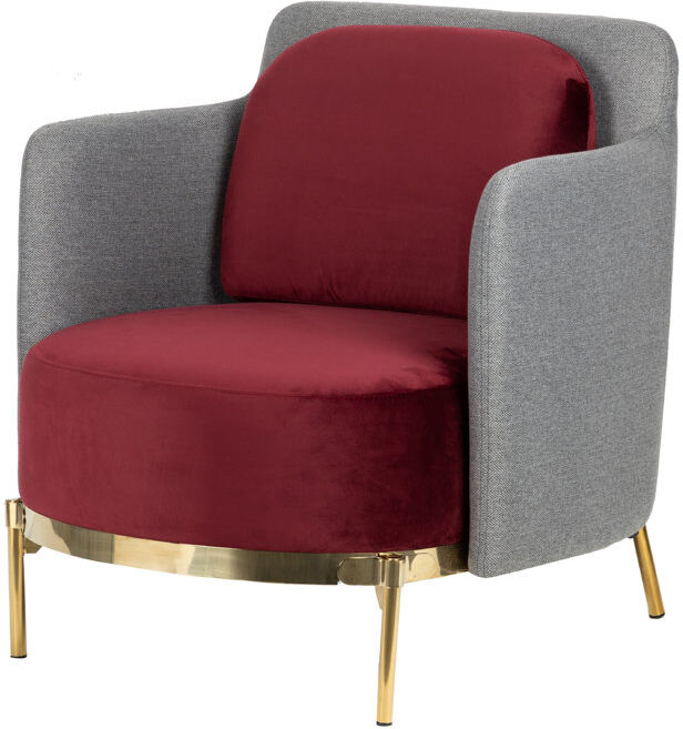 Ethan Chloe Upholstered Barrel Chair Burgundy/Grey 81cm H X 70cm W X 80cm D