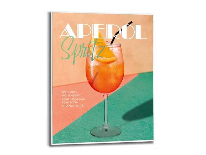 REINDERS Gerahmtes Bild, Aperol Time, Küche, Poster, Wanddeko, Room Decor, MDF, Orange, 50 x 40