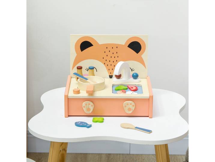 AIYAPLAY Mini-Cuisine Bois Enfant avec 12 Accessoires 3-5 Ans