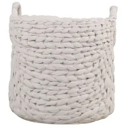 Chic Antique Übertopf Corte mit Flechtmuster und Henkel, H24,5 x Ø23 cm, creme