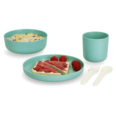 Kindergeschirr-Set ZELLER PRESENT, grün (mint), 5 Stk., Geschirr-Sets, (je 1 Teller, Schüssel, Tasse, Gabel, Löffel)