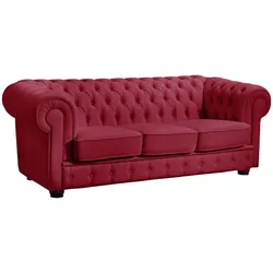 SOFA 3-Sitzer Kalea Bezug pigmentiertes Nappaleder Buche nussbaum dunkel / rot