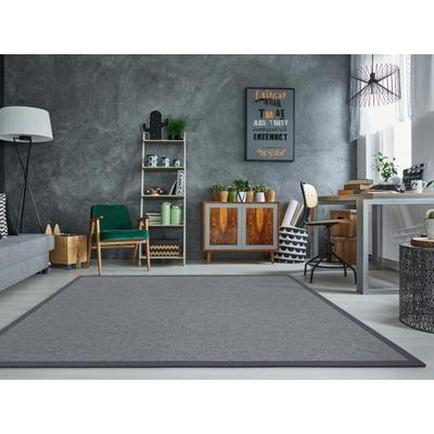 Teppich DEKOWE "Naturino Rips", grau (platinfarben), B:160cm H:7mm L:230cm, Kunstfaser, Teppiche, Teppich, Flachgewebe, Sisal-Optik, mit Bordüre, In- und Outdoor geeignet