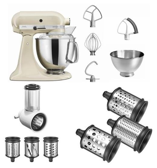 KitchenAid 5KSM175PS mit Gemüseschneider und 3 Zusatztrommeln
