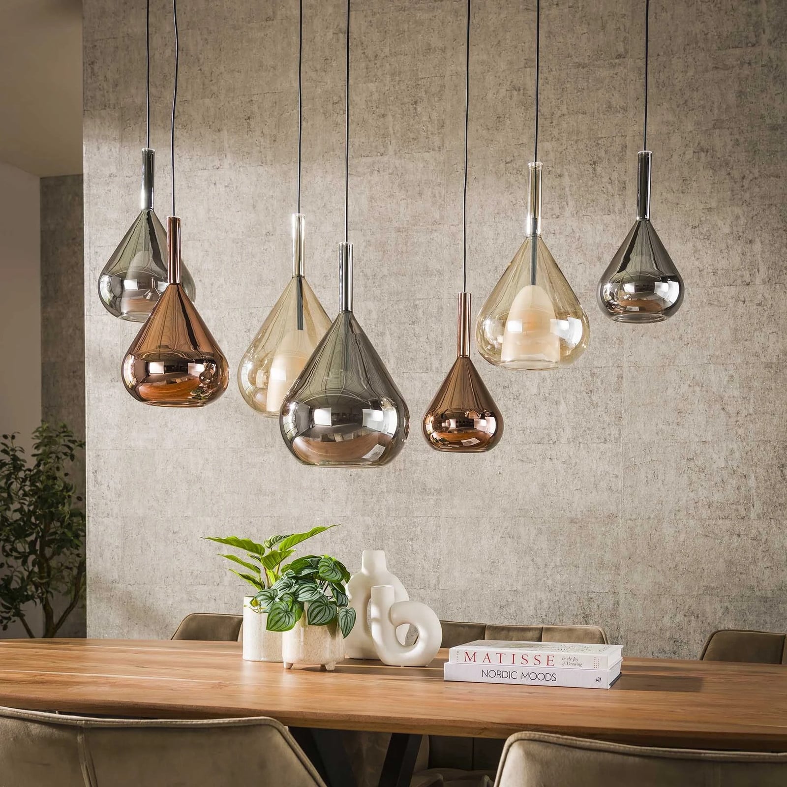 WoonStijl Hanglamp 4+3 Wings Mix Glass Multicolour