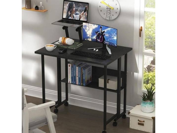 TABLE PLIANTE MOBILE YIYI. ADAPTÉE AU BUREAU ET À LA SALLE D'ÉTUDE 80X58X75CM NOIR