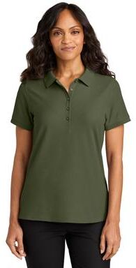 Port Authority LK200 Women's Wearever Signature Pique Polo Shirt in Olive Drab Green size 4XL   Cotton/Polyester Blend