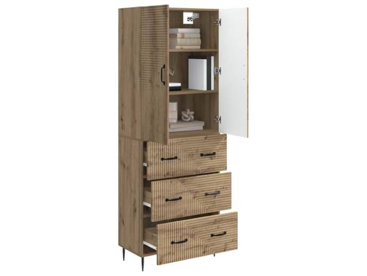KTHLBRH Schrankset 2-teilig 66x34,5x90cm Holztechnik Handgefertigtes Eichenholz, 3 Schubladen, 2 Einlegeböden, 2 Türen, modernes Design, Wandmontage