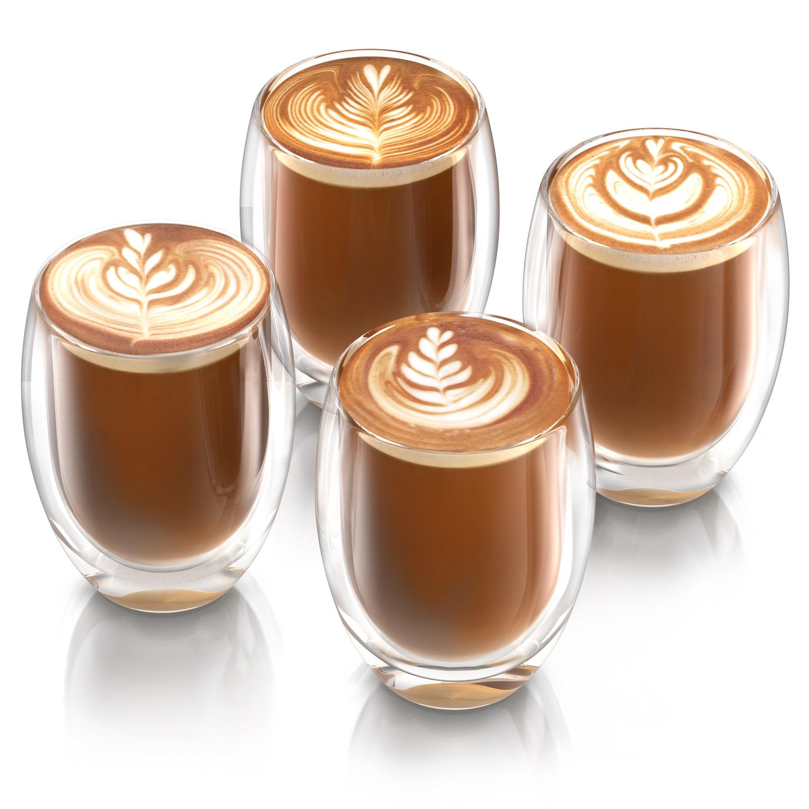 Arendo Thermogläser 4er-Set, je 350 ml, doppelwandiges Borosilikatglas, ohne Henkel, für Kaffee und Tee, spülmaschinen- und mikrowellengeeignet