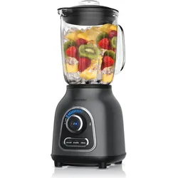 Arendo Edelstahl Standmixer 1400 W, Power Mixer, 1,75l Glasbehälter, Blender, Hochleistungsmixer, grau, Standmixer, Grau