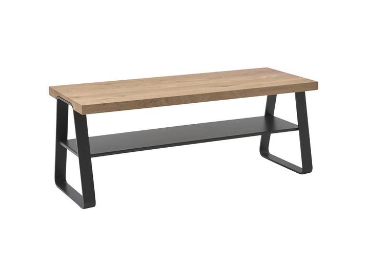 Johann Jakob Garderobenbank, Anthrazit, Eichefarben, Holz, Metall, Kerneiche, massiv, 109x43x42 cm, Goldenes M, Abstellfläche, Garderobe, Garderobensets & -serien, Garderoben-Serie