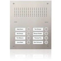 Ritto RGE1812125 Acero pur Edelstahl-Türstation Audio, 8 WE, Edelstahl