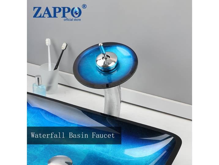 ZAPPO cascade robinet de salle de bains robinet pour évier bec en verre trempé chromé mitigeur de lavabo à levier unique robinets commerciaux