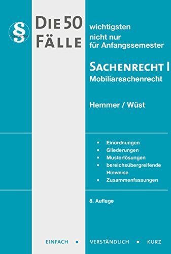 Karl-Edmund Hemmer - 50 Fälle Sachenrecht I (Skripten - Zivilrecht) - Preis vom 09.10.2026 07:28:09 h