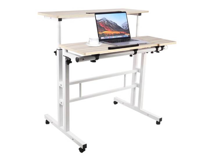 YIYI. Table Multifonctionnelle Pour Ordinateur Portable Adaptée À La Maison Et Au Bureau 80*60*67-117cm Couleur Érable Blanc.