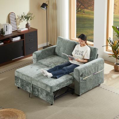 Loedds 58.27-Inch Tufted Pull-Out Sleeper Loveseat with Adjustable Back USB and 2 Pillows
