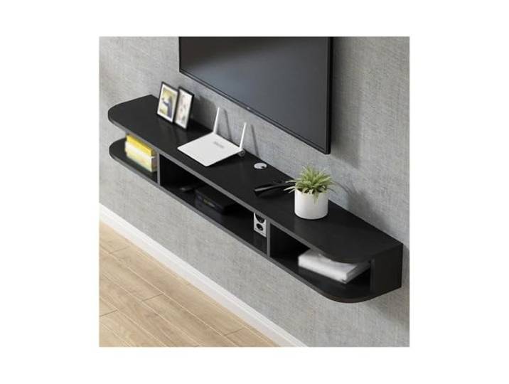Medieneinheit Wandmontierter TV-Schrank, wandmontiertes Aufbewahrungsregal Schwimmender TV-Ständer for Wohnzimmer, Schlafzimmer(Schwarz)