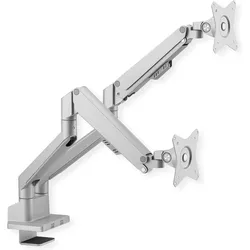 Roline LCD-Doppelarm, Tischmontage, Gasfeder, 5 Gelenke (Tisch, 32", 9 kg), Monitor Halterung, Silber