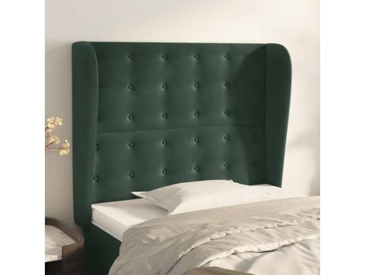 KTHLBRH Dunkelgrünes Ohr-Kopfteil aus weichem Samt mit stabilen Holzbeinen und verstellbarer Höhe für Betten 93 x 23 x 118/128 cm, klassisches Design und luxuriöse Rückenstütze