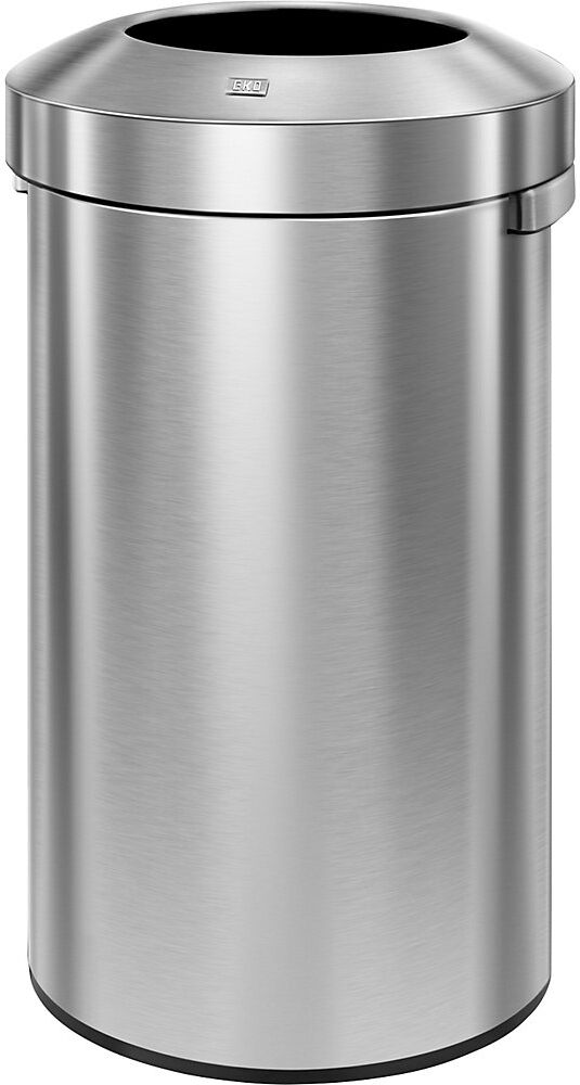 Edelstahl Abfallsammler, offener Einwurf, aus gebürstetem Edelstahl, Volumen 120 l, HxØ 825 x 484 mm EKO