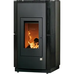 Pelletofen Ecomat 6 8 kW - Ofenkacheln: schwarz-glänzend (geriffelt) - Korpus: graphit