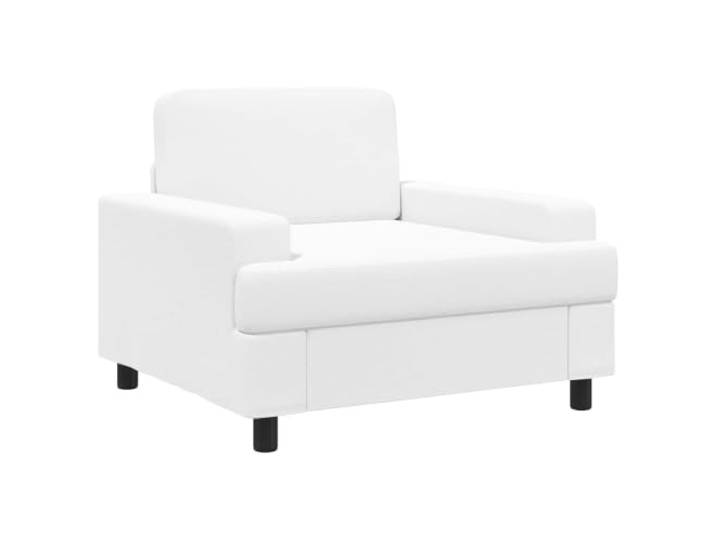 Sessel Weiß Stoff Modern mit Armlehnen Polyesterbezug, Holz-Metall-Rahmen, Schaumstoffpolsterung, Boxkissen-Sitz, Wohnzimmer, Schlafzimmer, Lesen