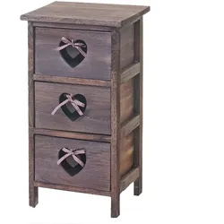 Mendler Kommode Forli, Schubladenkommode Schrank, 3 Schubladen mit Herzen 55x29x25cm, Shabby-Look, Vintage ~ braun